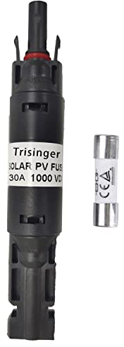Trisinger 1000V DC Solar PV Steckverbinder, Solar Sicherungshalter-Anschluss, IP68 Wasserdichte 30A Inline-Sicherung, für Solar PV System(30A)