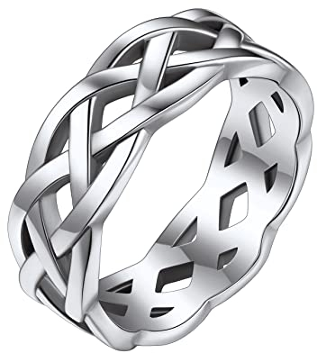 Bestyle Damen Keltischer Knoten Ring Edelsthal Geschlossener Ring für Geliebte/Freundin/Tochter zum Geburtstag/Valentinstag/Weihnachten Silber 54