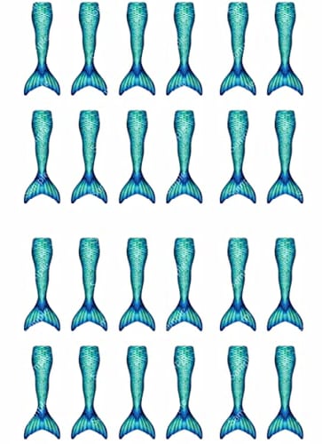 24 x Pre-Cut Aqua Blue Mermaid Tails Edible Wafer Cupcake Toppers Cake Decoration
