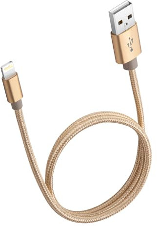 ROFAY 2ft iPhone Charger Cable [MFI-Certified] Nylon Braided High Speed 2FT USB-A to Lightning Cable Compatible for iPhone 14 13 Pro Max/12/11 Pro/XS/XR/X/8/7/6/5/iPad (2ft, Gold)