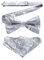 HISDERN Herren Fliege verstellbar Paisley Schleife bereits gebunden Taschentuch Set Hochzeit Party Smoking weiß Silber