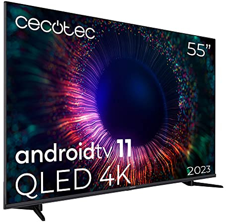 Cecotec QLED 55” SMART TV V1 + Série VQU11055. 4K UHD, Android 11, Frameles Design, MEMC, Dolby Vision and Atmos, Subwofer, HDR10, modèle 2023