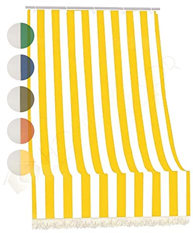 Tenda da Sole da Veranda e da Giardino in Tessuto Resistente, Ombreggiante, Idrorepellente, Protezione dai Raggi UV - Tenda a Caduta Fantasia Rigata (280x300 cm, Giallo)
