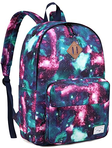 Kasgo Schulrucksack, Klassisches Leichtgewicht Rucksack Herren Damen Jungen Mädchen Teenager Hochschule Schultasche Casual Daypack für Reise Arbeit Lila Sternenhimmel