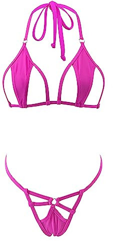 SHERRYLO Micro bikini estremo esotico costume da bagno perizoma perizoma slip sexy mini bikini due pezzi costume da bagno per le donne, 1690-fucsia, Taglia Unica