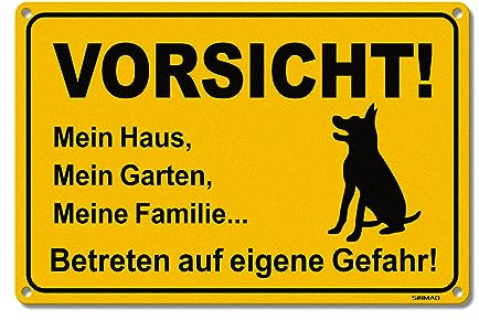 SINMAO Vorsicht Freilaufende Hunde Schild Format A4 30x20cm Aluminium Reflektierend Betreten Auf Eigene Gefahr Wasserdicht UV-Schutz