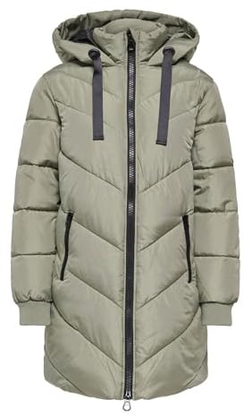 JDY Damen Jdyskylar Padded Hood Jacket OTW Noos Steppmantel, Schwarz, S EU