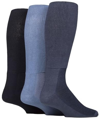 IOMI Knee High Diabetic Socks 3 Pack | Bamboo Non-Elastic for Swollen Feet | Long Extra Wide Non-Binding Soft Top