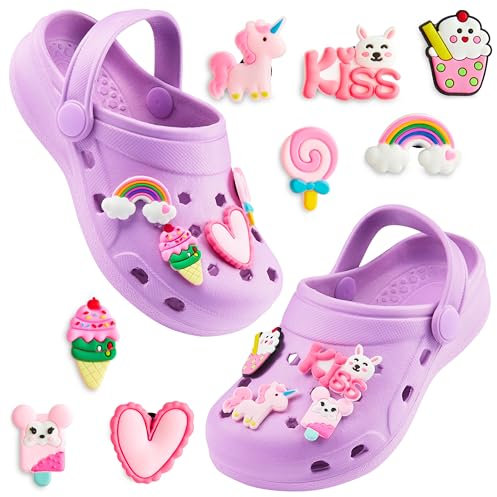 CityComfort Sabot de Jardin Fille, Chaussure Enfant avec Charmes à Clipser (Violet, 33/34 EU)