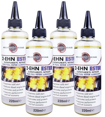 Powerenhancer Premium Double Filtered Pure 2-EHN Cetane Booster with 100% Ester Lubricant. Diesel Additive to Improve Cold Start, Reduce Engine Knock and Improve Performance. 4 x 220ml