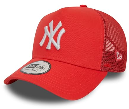 New Era MLB Baseball - New York Yankees - - Truckercap Kappe Cap - verstellbar - gebogener Schirm Mesh - rot - One-Size