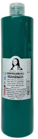 Tinte para tela de 500 ml. Pintura textil resistente al lavado. Color de camiseta para tejidos claros. Lavable a máquina, resistente al lavado. Pintura textil, fijación mediante planchado (verde)