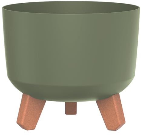 Prosperplast Gracia vaso da fiori con gambe rimovibili incl. inserto per uso interno ed esterno Fioriera rotonda in plastica (⌀ 200mm, Verde)