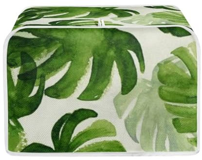POLERO Cubiertas para tostadora de hojas verdes tropicales para cocina, 2 rebanadas, tostadora, panificadora, cubierta antipolvo para electrodomésticos pequeños