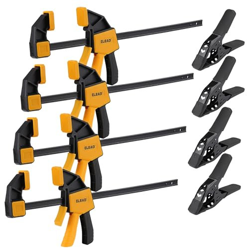 8-Piece Bar Clamps for Woodworking - 4 Pcs 12 inch Bar Clamps with 150 LBS Load Limit, 4 Pcs Heavy Duty Metal Spring Clamps, Quick Release Triggers