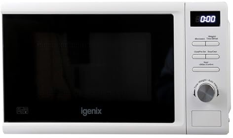 Igenix IGMD0820W Digital Microwave, 20 Litre, 800 W, 5 Power Levels, Defrost by Time/Weight, 95 Minute Timer, White