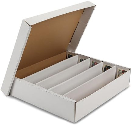 CROSSDESIGN Graded Card Storage Box Sport Trading Card Corrugated Cardboard Holder Container Holds 5000 Count(White Corrugated Paper)