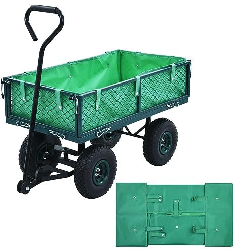 Bulliing Garden Cart Liner Green Fabric,Trolley On Wheels Liner Folding Garden Trolley Cart Liner Oxford Cloth Wagon Lining Cloth Bag Collapsible Shopping Cart Inner Bag for Festival Camping Trolley C