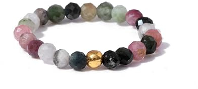 APMGONT Elastischer Naturstein Ring, Perlen Elastische Ring, Elastischer Ringe Bunt, Naturstein Stretch Rings, Kristall Perlenring, Edelstein Perle Stapelbar Ringe für Damen Mädchen (F)