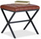 Relaxdays Tabouret matelassé, en Similicuir et métal, Style Industriel, Repose-Pieds, HLP : 46 x 47 x 42 cm, Noir/Marron