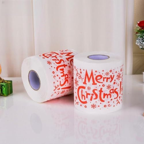 Zeroupshop Weihnachts-Toilettenpapierrolle, Weihnachtsmuster, Toilettenpapier mit Weihnachtsmotiv, Weihnachtsmann-Toilettenpapier, lustiges Toilettenpapier (C)