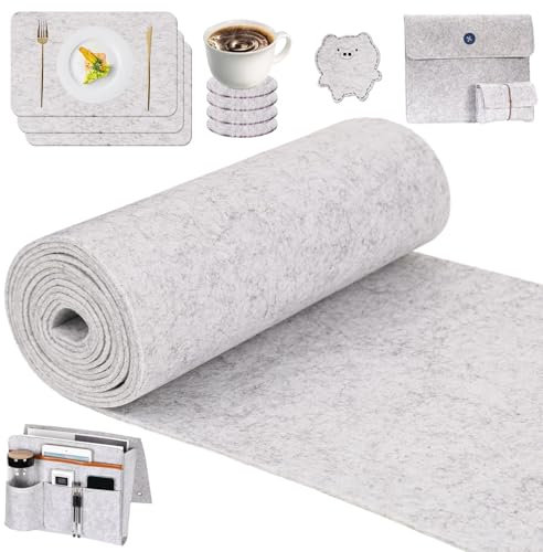 XCDMJ Filzrolle Filzstoff 30cm X 200cm X 3mm Polyester Filz Bastelfilz Für Diy Aufbewahrungstasche Patchwork Nähen Basteln Handwerken, Filzmatte Zum Zuschneiden Dekoration (Hellgrau)