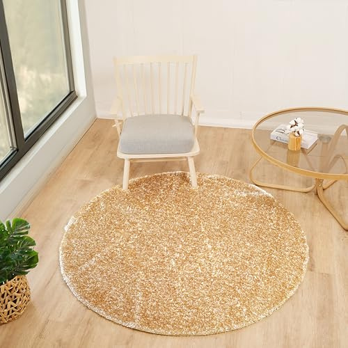 Livabliss Claire Shaggy Rug, Living Room, Bedroom – 160x160 cm, Yellow