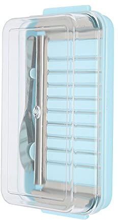 Butter Cutter Container, Plastic Stainless Steel Cheese Slicer Cheese Container with Transparent Cover for Household Restaurant