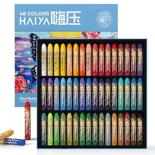 Paul Rubens Ölpastellkreide Set, 48 Farben Oil Pastels Weiche Pastellfarben Ungiftig für Künstler, Studenten und, Ideal zum Skizzieren, Dekorieren(Neues Paket)