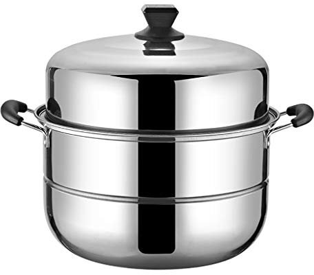 AYCDL Pentola per zuppa/vaporizzatore a 2 Strati per Uso Domestico con vaporiera in Acciaio inossidabile/32 cm,40Cm