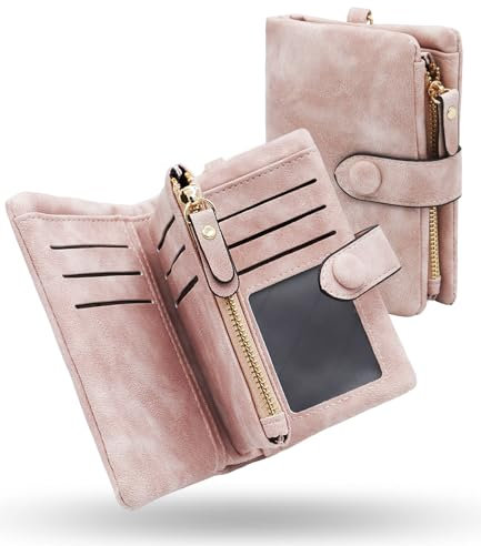 Alster Herz* Damen Geldbörse Klein – Geldbeutel Frauen Veganes Leder mit Vielen Kartenfächern und Münzfach, Portemonnaie Kartenhalter mit RFID Blocker (Rosa)