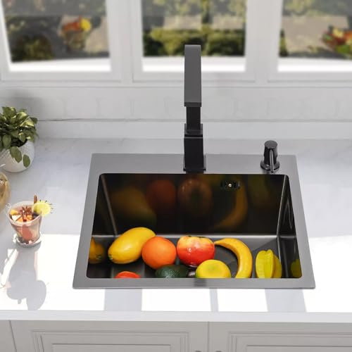 Fregadero de cocina de acero inoxidable de 40 x 45 cm, con grifo, mesa de preparación de cocina comercial