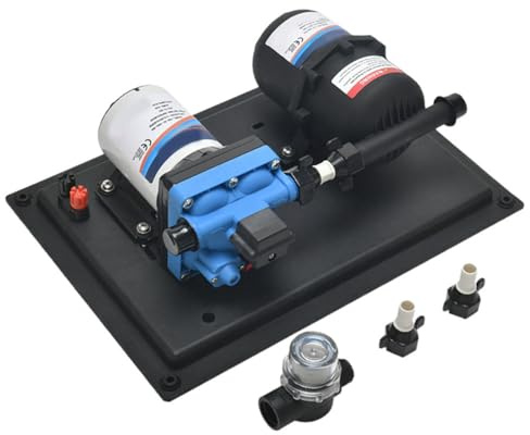 DC 24V RV Water Pump,3GPM 55PSI Quiet On Demand RV Water Diaphragm Pump with Pressure Tank, Fresh Water PUM for Boat Travel Trailer RV Kitchen (12V)