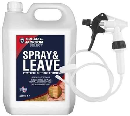 rightclick 4L Spray & Leave with Long Hose Trigger Ready to Use Formula, Path Patio and Decking Cleaner, Mould, Lichen, and Algae Remover For All Hard Surfaces