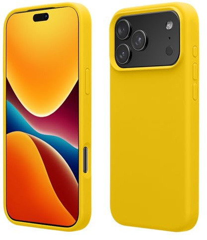 kwmobile Handyhülle für iPhone 17 Pro Hülle, für iPhone 17 Pro Case - Hülle Silikon - kabelloses Laden - Strahlend Gelb