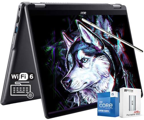 acer Chromebook Plus Spin 514 2-in-1 Laptop, 14 WUXGA IPS Touchscreen, 13th Gen Intel 10-Core i5-1334U, 8GB LPDDR5X RAM, 512GB Pcle 4.0 SSD, Backlit KB, WiFi 6E, Chrome OS, W/ 128GB PSD & Stylus