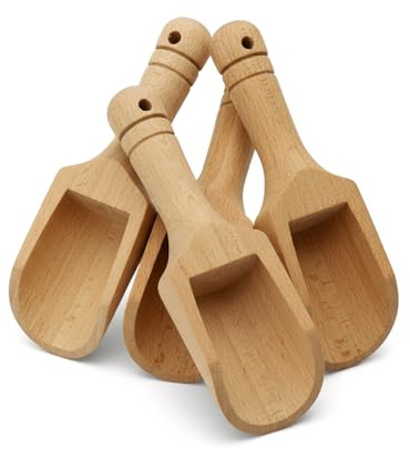 Hopzab Mini Wooden Salt Spoons Multipurpose Natural Wood Scoops Small Bath Salt Wooden Spoons for Kitchen Bathroom Spices Sugar Candy Honey Tea Powder(4 Pcs)