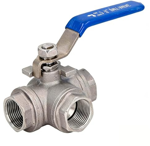 3-Wege-Kugelhahn, L-Typ-Kugelhahn 3/4 Zoll Kugelhahn, 1-teiliges Kugelventil DN20,Wege Ventil mit Hebelgriff Blau, 3 wege ventil, einfache Handhabung, Reparatur und Vielseitigkeit