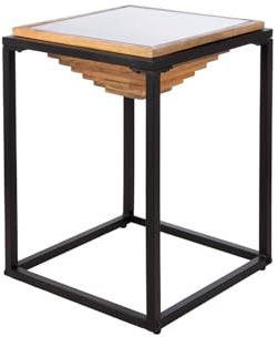 GILDE Beistelltisch Moorea - quadratisch - Metall - naturfarben/schwarz - Höhe 56cm x Breite 40cm - Couchtisch