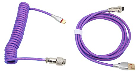 Keenso Mechanical Keyboard Cable Custom Coiled with Fast Charging for Gaming Keyboard USB Cable, Nylon Material for Accessories (Purple)