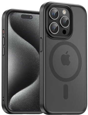 UNBREAKcable für iPhone 15 Pro Hülle für MagSafe, Vollständiger Kameraschutz, Eingebauter Magnetring, Stoßfest Kratzfest Transluzente Matt Handyhülle für iPhone 15 Pro Case 6,1 Zoll, Schwarz