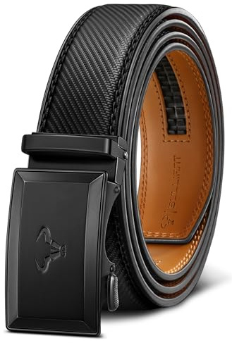 BULLIANT Gürtel Herren, Ratchet Gürtel Ohne Löcher 35 mm,Größe Angepasst | Automatik Ledergürtel für Anzug Jeans,Geschenk