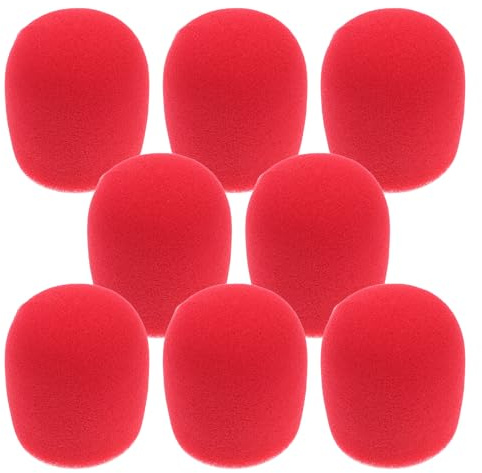 Mobestech Mikrofon Popfilter für Handmikrofone Wiederverwendbar 8 Stück Rote Schaumstoff mit Verbesserter Schallisolierung für Ktv und Rundfunkanwendungen