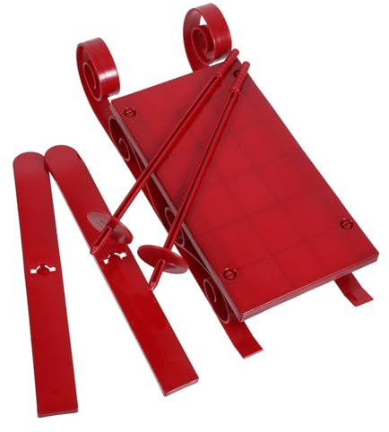 Homoyoyo Kleiner Weihnachts Schlitten und Skistock Hänger aus Kunststoff Rot Kompakte Weihnachtsbaum Deko für Tisch und Party