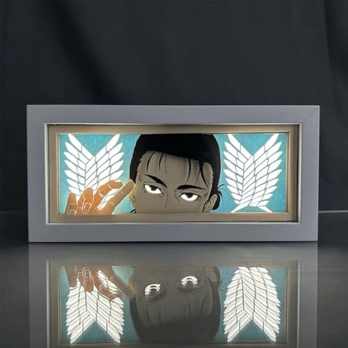 Jilijia Eren Jaeger Nachtlicht Anime Charakter Levi/Zoe Hans 3D Papierschnitzerei Lichtkasten Fernbedienung Anpassung Tischlampe für Zuhause Schlafzimmer Dekoration