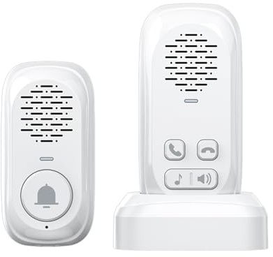 RF433 citofono wireless suoneria per campanello con 1 sensore interno portata 984 piedi nessuna connessione Internet richiesta IP44 impermeabile chiamata vocale in tempo reale (Bianca)