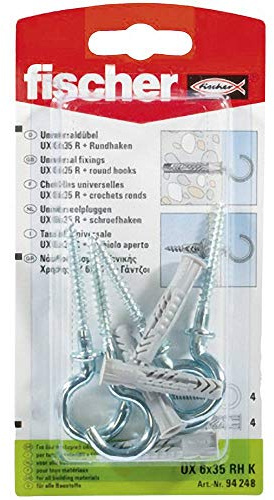 Fischer Universaldübel UX RH K SBKarte, 4 Stück, 6 x 35 mm, 94248
