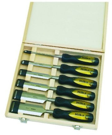 Hilka 72909006 Wood Chisel Set Clear Grip, Red/Black, Set of 6 Piece