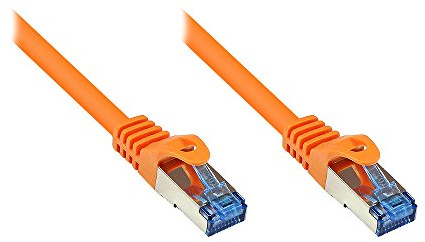 Kabelmeister® Cat.6A Ethernet LAN Patchkabel mit Rastnasenschutz - S/FTP, PiMF, PVC, 500MHz, halogenfrei- 10-Gigabit-fähig - orange, 3m