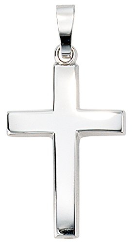Jobo Damen Anhänger Kreuz schlicht 585 Gold Weißgold Kreuzanhänger Weißgoldkreuz